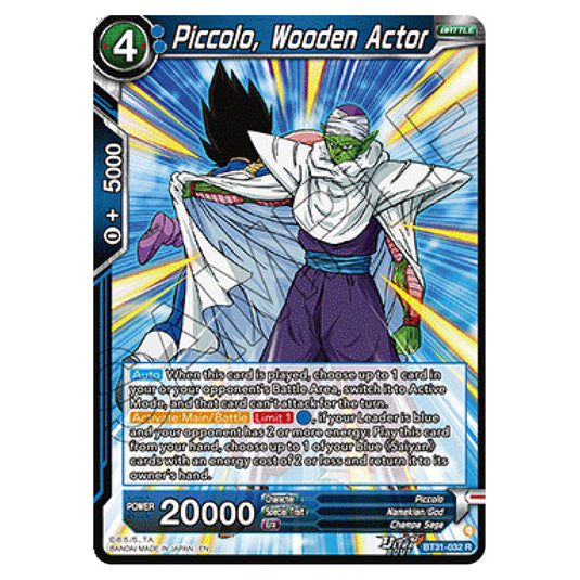 Piccolo, Wooden Actor BATTLE card from the Dragon Ball Super Card Game set Impact Beyond Dimension (BT31-032)