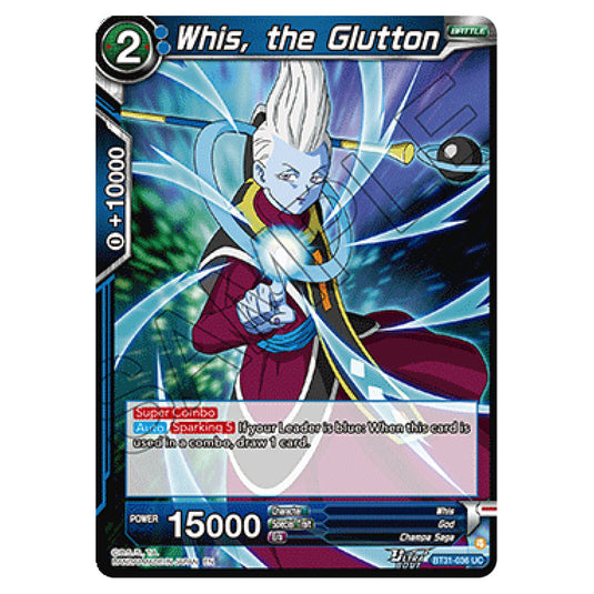 Whis, the Glutton BATTLE card from the Dragon Ball Super Card Game set Impact Beyond Dimension (BT31-036)