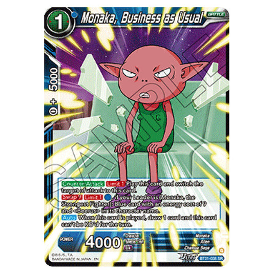 Monaka, Business as Usual BATTLE card from the Dragon Ball Super Card Game set Impact Beyond Dimension (BT31-038)