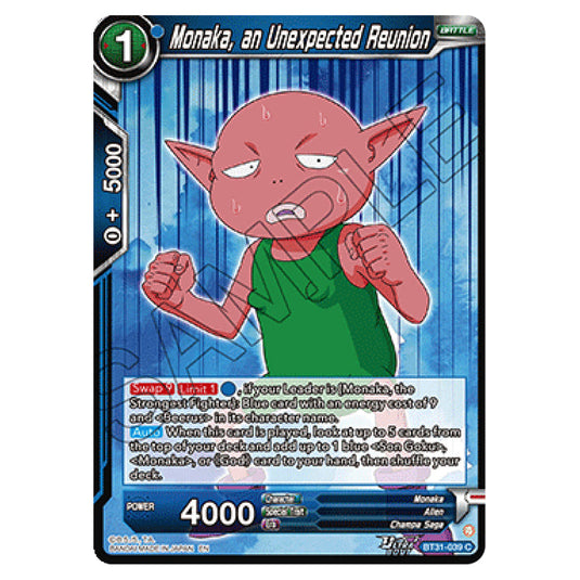Monaka, an Unexpected Reunion BATTLE card from the Dragon Ball Super Card Game set Impact Beyond Dimension (BT31-039)