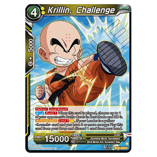 Krillin, Challenge BATTLE card from the Dragon Ball Super Card Game set Impact Beyond Dimension (BT31-059)