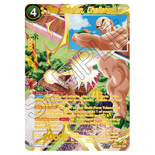 Tien Shinhan, Challenge BATTLE card from the Dragon Ball Super Card Game set Impact Beyond Dimension (BT31-061a)