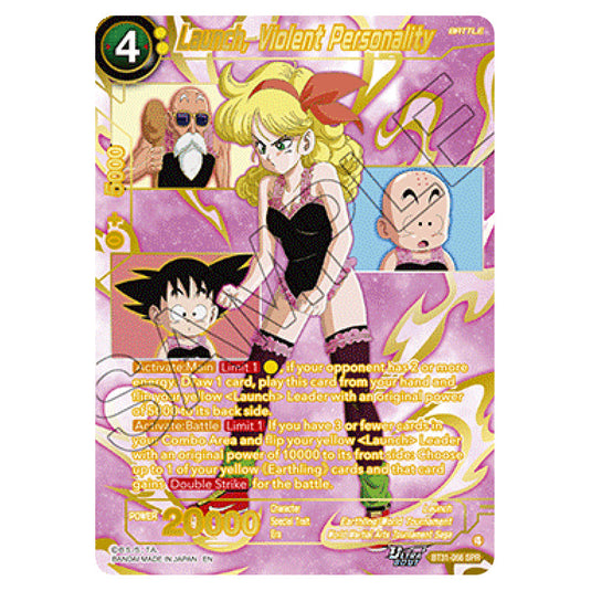 Launch, Violent Personality BATTLE card from the Dragon Ball Super Card Game set Impact Beyond Dimension (BT31-066a)