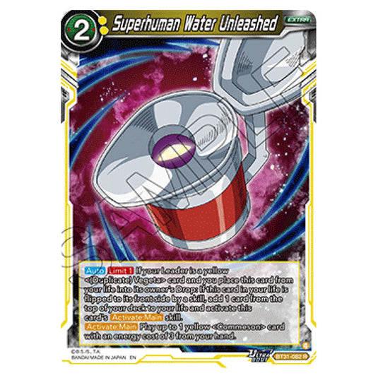 Superhuman Water Unleashed EXTRA card from the Dragon Ball Super Card Game set Impact Beyond Dimension (BT31-082)