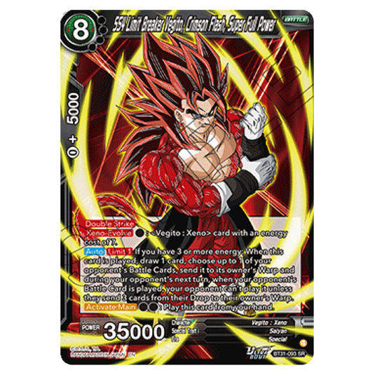 SS4 Limit Breaker Vegito, Crimson Flash, Super Full Power BATTLE card from the Dragon Ball Super Card Game set Impact Beyond Dimension (BT31-093)