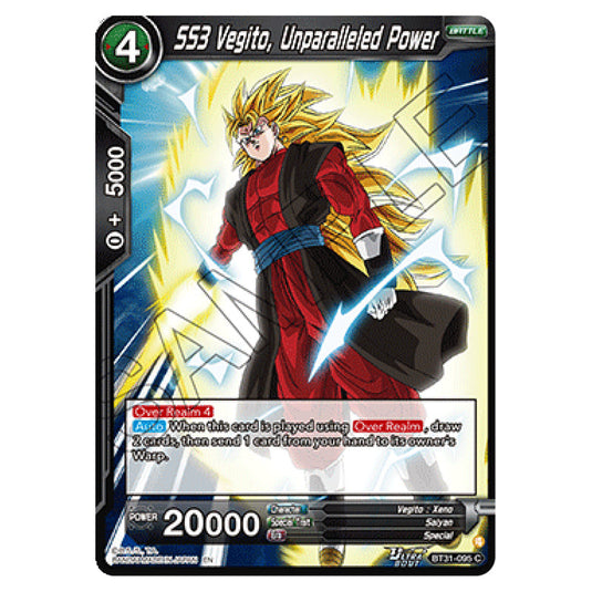 SS3 Vegito, Unparalleled Power BATTLE card from the Dragon Ball Super Card Game set Impact Beyond Dimension (BT31-095)