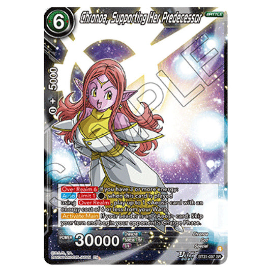 Chronoa, Supporting Her Predecessor BATTLE card from the Dragon Ball Super Card Game set Impact Beyond Dimension (BT31-097)