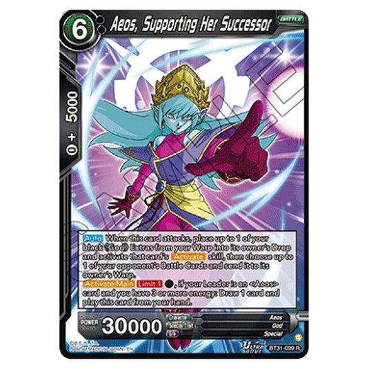 Aeos, Supporting Her Successor BATTLE card from the Dragon Ball Super Card Game set Impact Beyond Dimension (BT31-099)