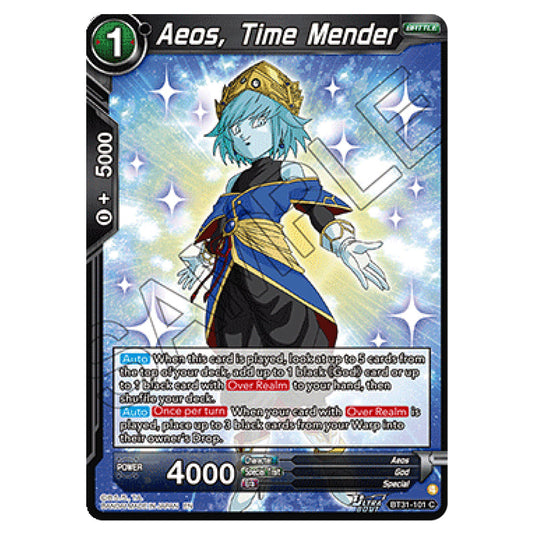 Aeos, Time Mender BATTLE card from the Dragon Ball Super Card Game set Impact Beyond Dimension (BT31-101)