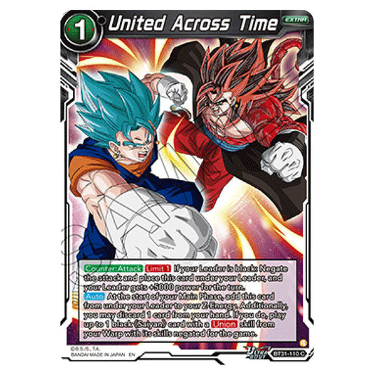United Across Time EXTRA card from the Dragon Ball Super Card Game set Impact Beyond Dimension (BT31-110)