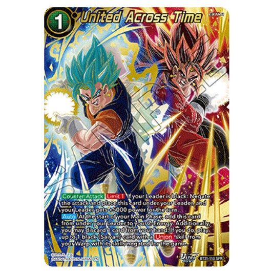 United Across Time EXTRA card from the Dragon Ball Super Card Game set Impact Beyond Dimension (BT31-110a)