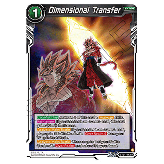 Dimensional Transfer EXTRA card from the Dragon Ball Super Card Game set Impact Beyond Dimension (BT31-112)