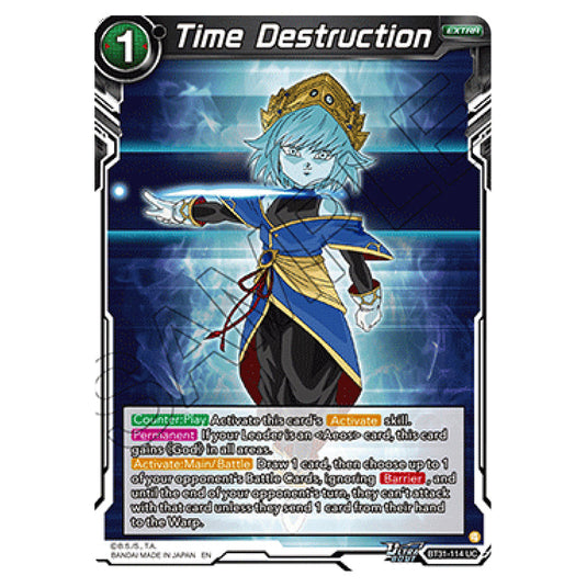Time Destruction EXTRA card from the Dragon Ball Super Card Game set Impact Beyond Dimension (BT31-114)