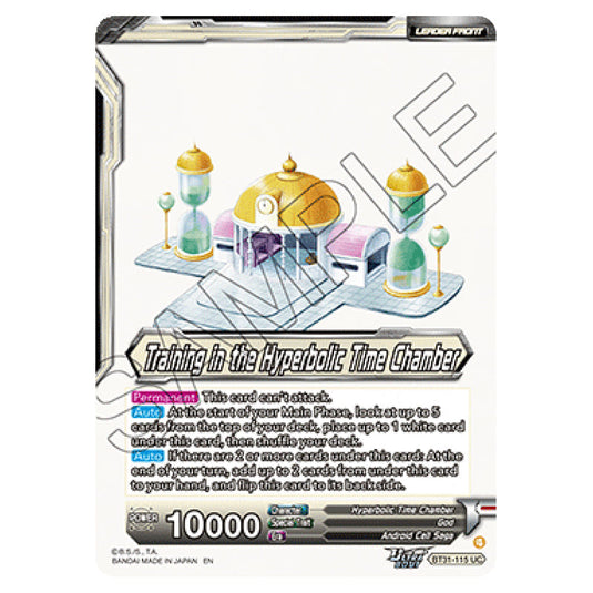 Training in the Hyperbolic Time Chamber LEADER card from the Dragon Ball Super Card Game set Impact Beyond Dimension (BT31-115)