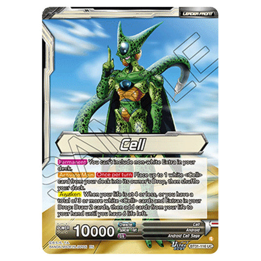 Cell LEADER card from the Dragon Ball Super Card Game set Impact Beyond Dimension (BT31-116)