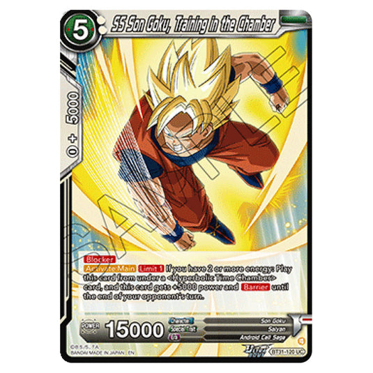 SS Son Goku, Training in the Chamber BATTLE card from the Dragon Ball Super Card Game set Impact Beyond Dimension (BT31-120)