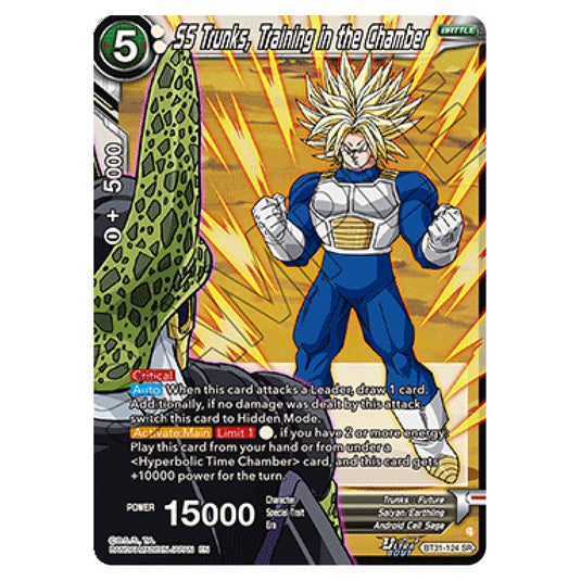 SS Trunks, Training in the Chamber BATTLE card from the Dragon Ball Super Card Game set Impact Beyond Dimension (BT31-124)