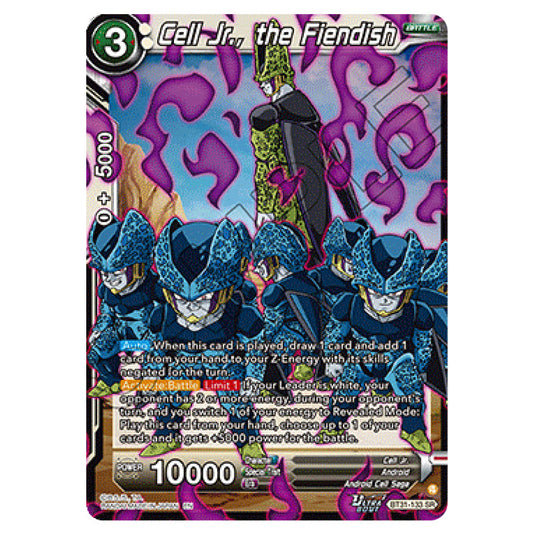 Cell Jr., the Fiendish BATTLE card from the Dragon Ball Super Card Game set Impact Beyond Dimension (BT31-133)