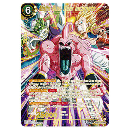 Majin Buu, Fear Incarnate BATTLE card from the Dragon Ball Super Card Game set Impact Beyond Dimension (BT31-137a)