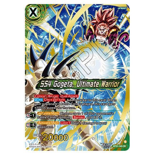SS4 Gogeta, Ultimate Warrior UNISON card from the Dragon Ball Super Card Game set Impact Beyond Dimension (BT31-145)