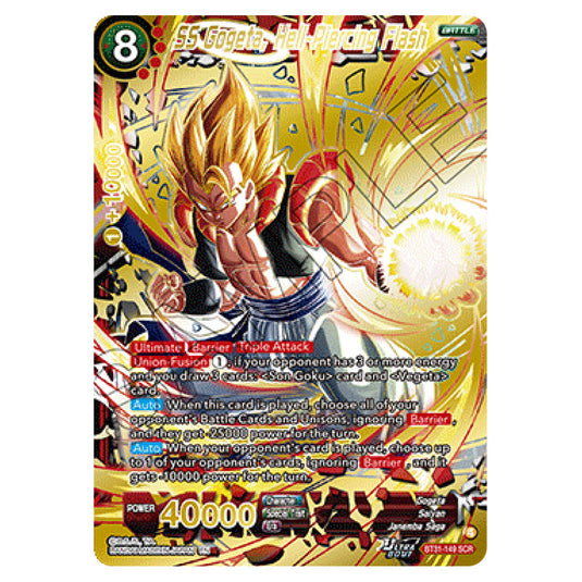 SS Gogeta, Hell-Piercing Flash BATTLE card from the Dragon Ball Super Card Game set Impact Beyond Dimension (BT31-149)