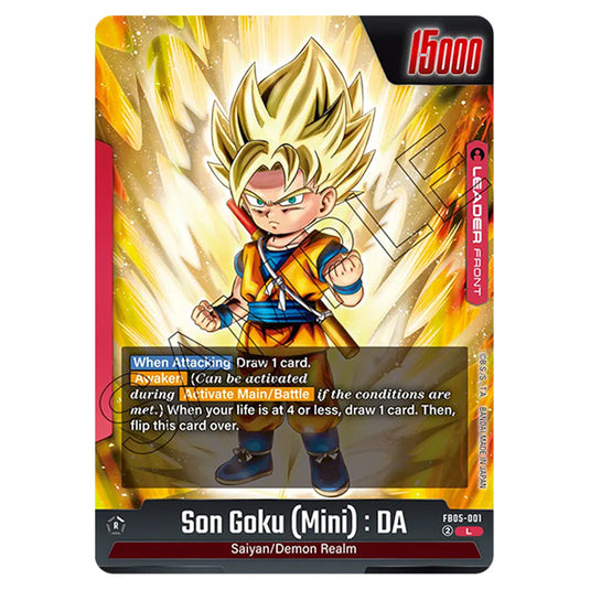 Son Goku (Mini) : DA FB05-001 card from the Dragon Ball Super Card Game Fusion World set FB05 - New Adventure