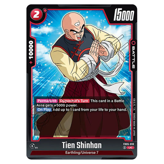 Tien Shinhan FB05-010 card from the Dragon Ball Super Card Game Fusion World set FB05 - New Adventure