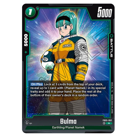 Bulma FB05-062 card from the Dragon Ball Super Card Game Fusion World set FB05 - New Adventure