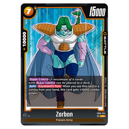 Zarbon FB05-074 card from the Dragon Ball Super Card Game Fusion World set FB05 - New Adventure