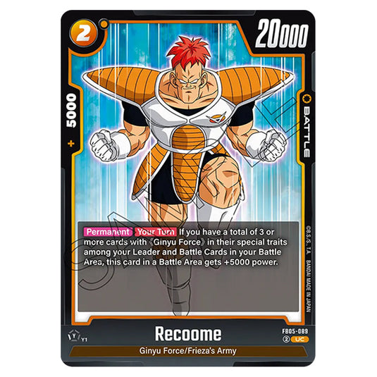 Recoome FB05-089 card from the Dragon Ball Super Card Game Fusion World set FB05 - New Adventure
