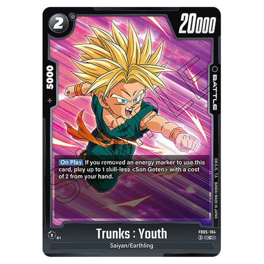 Trunks : Youth FB05-104 card from the Dragon Ball Super Card Game Fusion World set FB05 - New Adventure