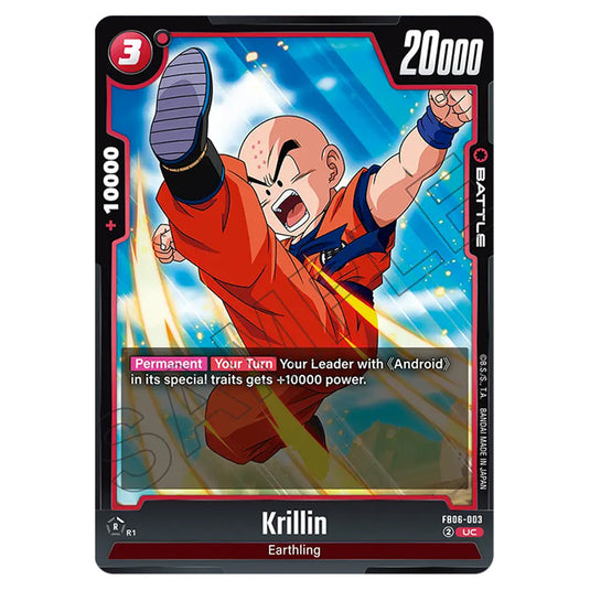 Krillin BATTLE card from the Dragon Ball Super Card Game Fusion World set FB06 - Rivals Clash