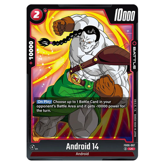 Android 14 BATTLE card from the Dragon Ball Super Card Game Fusion World set FB06 - Rivals Clash