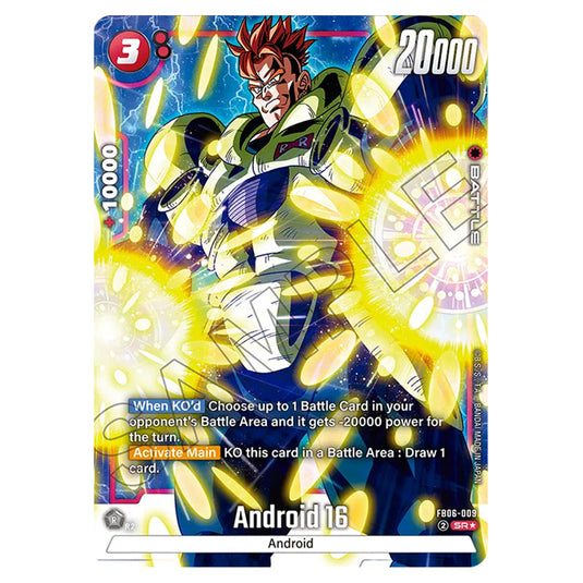 Android 16 BATTLE card from the Dragon Ball Super Card Game Fusion World set FB06 - Rivals Clash
