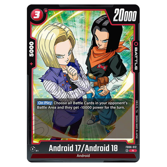 Android 17/Android 18 BATTLE card from the Dragon Ball Super Card Game Fusion World set FB06 - Rivals Clash