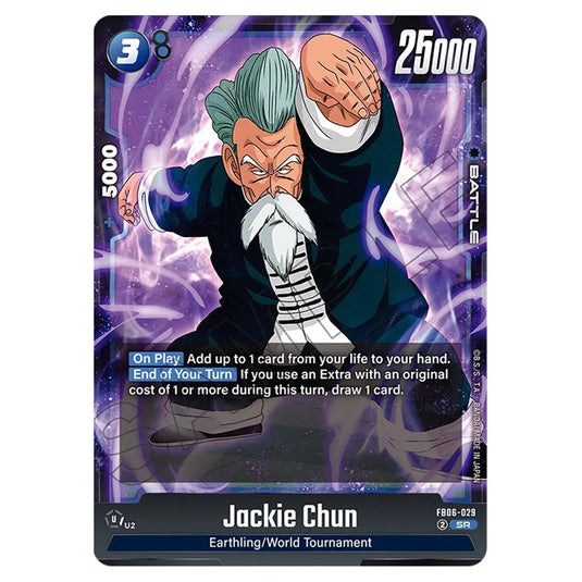 Jackie Chun BATTLE card from the Dragon Ball Super Card Game Fusion World set FB06 - Rivals Clash
