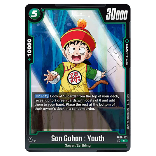 Son Gohan : Youth BATTLE card from the Dragon Ball Super Card Game Fusion World set FB06 - Rivals Clash