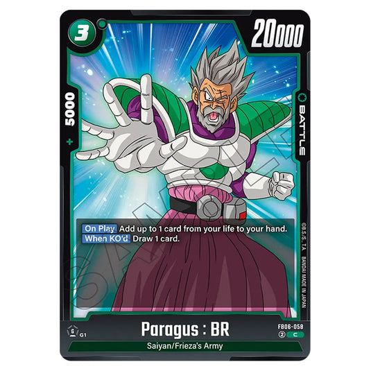 Paragus : BR BATTLE card from the Dragon Ball Super Card Game Fusion World set FB06 - Rivals Clash