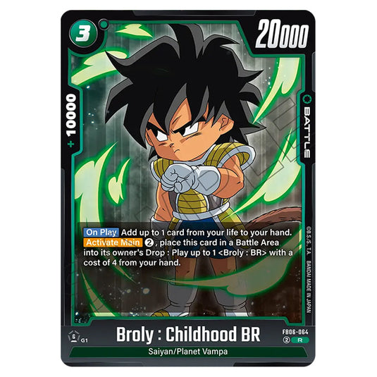 Broly : Childhood BR BATTLE card from the Dragon Ball Super Card Game Fusion World set FB06 - Rivals Clash
