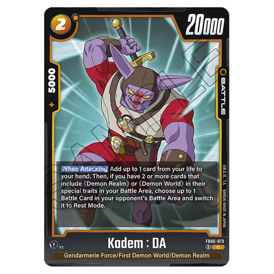Kadem : DA BATTLE card from the Dragon Ball Super Card Game Fusion World set FB06 - Rivals Clash
