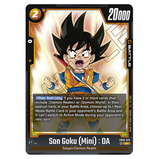 Son Goku (Mini) : DA BATTLE card from the Dragon Ball Super Card Game Fusion World set FB06 - Rivals Clash