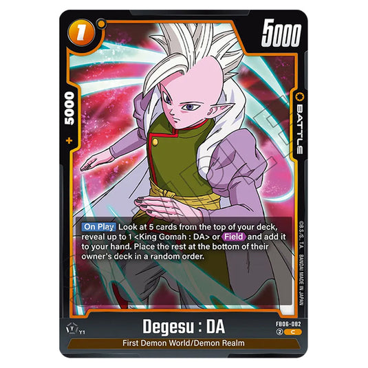 Degesu : DA BATTLE card from the Dragon Ball Super Card Game Fusion World set FB06 - Rivals Clash