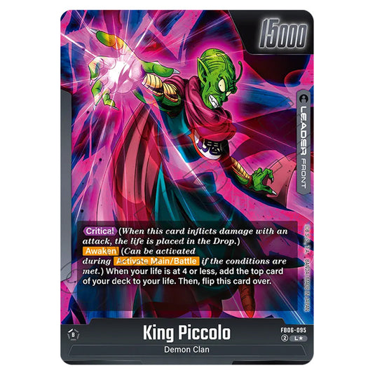 King Piccolo LEADER card from the Dragon Ball Super Card Game Fusion World set FB06 - Rivals Clash