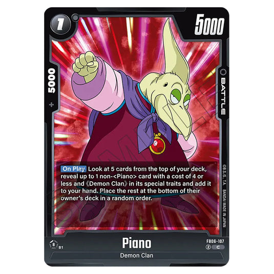 Piano BATTLE card from the Dragon Ball Super Card Game Fusion World set FB06 - Rivals Clash