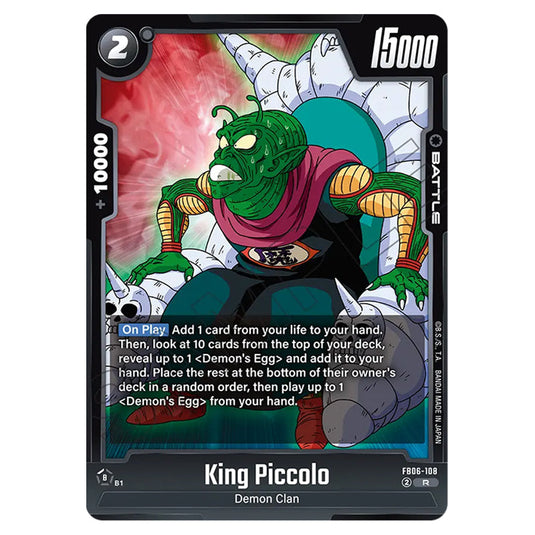 King Piccolo BATTLE card from the Dragon Ball Super Card Game Fusion World set FB06 - Rivals Clash