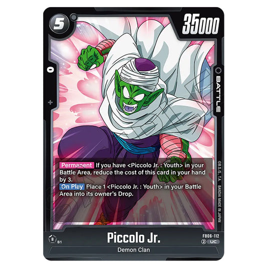 Piccolo Jr. BATTLE card from the Dragon Ball Super Card Game Fusion World set FB06 - Rivals Clash