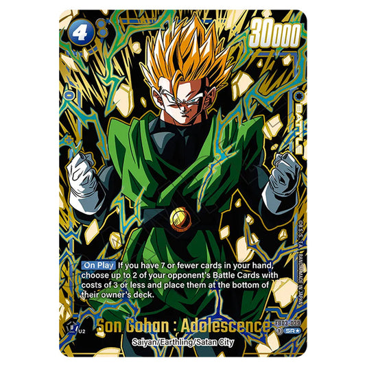 Son Gohan : Adolescence BATTLE card from the Dragon Ball Super Card Game Fusion World set FB06 - Rivals Clash
