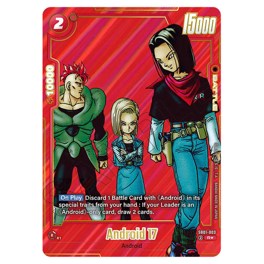 Android 17 SB01-003a card from the Dragon Ball Super Card Game Fusion World set SB01 - Manga Booster