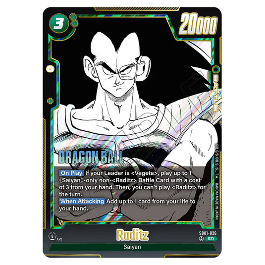 Raditz SB01-026 card from the Dragon Ball Super Card Game Fusion World set SB01 - Manga Booster