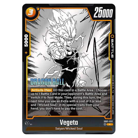 Vegeta SB01-032 card from the Dragon Ball Super Card Game Fusion World set SB01 - Manga Booster